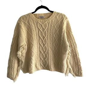 (SOLD) HERITAGE HOUSE Vintage Wool Cable Knit Fisherman’s Sweater Cream L